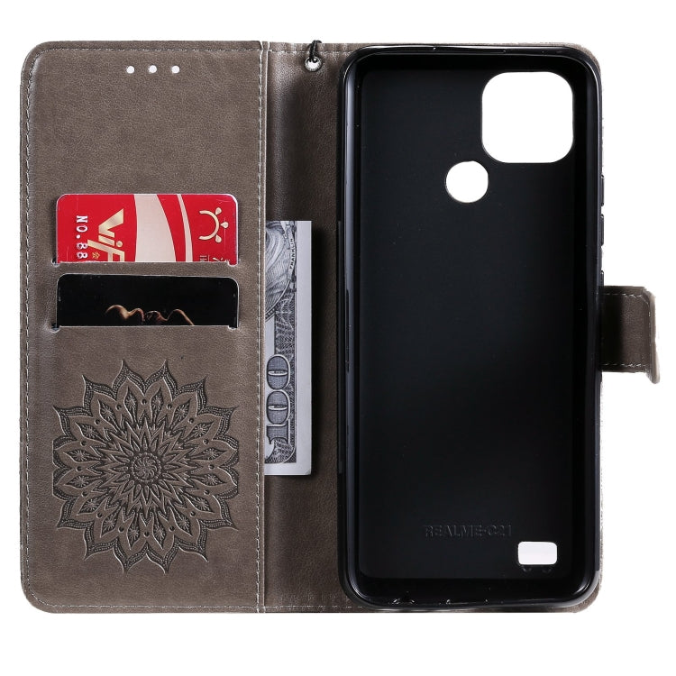 For OPPO Realme C20 / C21 Sun Embossing Pattern Horizontal Flip Leather Case with Card Slot & Holder & Wallet & Lanyard