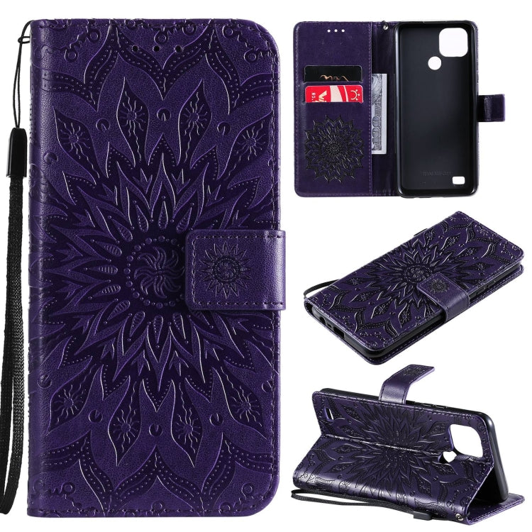 For OPPO Realme C20 / C21 Sun Embossing Pattern Horizontal Flip Leather Case with Card Slot & Holder & Wallet & Lanyard