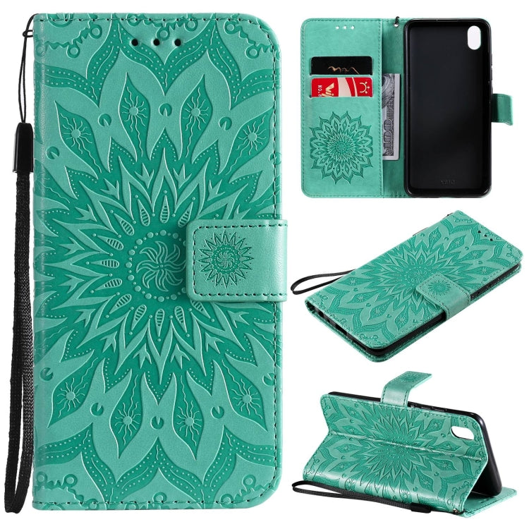 For vivo Y1s / Y90 / Y91C Sun Embossing Pattern Horizontal Flip Leather Case with Card Slot & Holder & Wallet & Lanyard