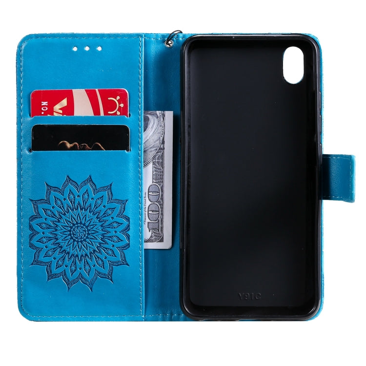 For vivo Y1s / Y90 / Y91C Sun Embossing Pattern Horizontal Flip Leather Case with Card Slot & Holder & Wallet & Lanyard