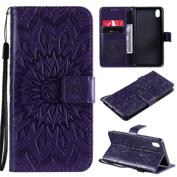 For vivo Y1s / Y90 / Y91C Sun Embossing Pattern Horizontal Flip Leather Case with Card Slot & Holder & Wallet & Lanyard
