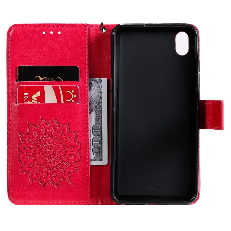 For vivo Y1s / Y90 / Y91C Sun Embossing Pattern Horizontal Flip Leather Case with Card Slot & Holder & Wallet & Lanyard