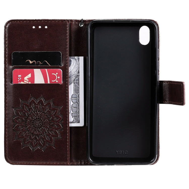 For vivo Y1s / Y90 / Y91C Sun Embossing Pattern Horizontal Flip Leather Case with Card Slot & Holder & Wallet & Lanyard
