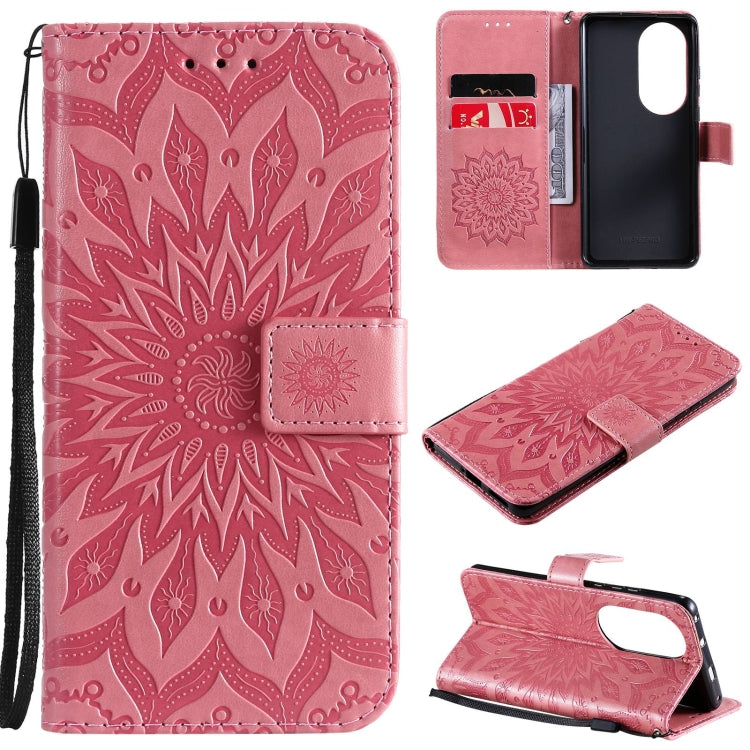 For Huawei P50 Pro Sun Embossing Pattern Horizontal Flip Leather Case with Card Slot & Holder & Wallet & Lanyard