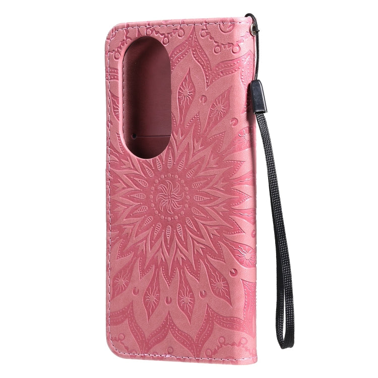 For Huawei P50 Pro Sun Embossing Pattern Horizontal Flip Leather Case with Card Slot & Holder & Wallet & Lanyard
