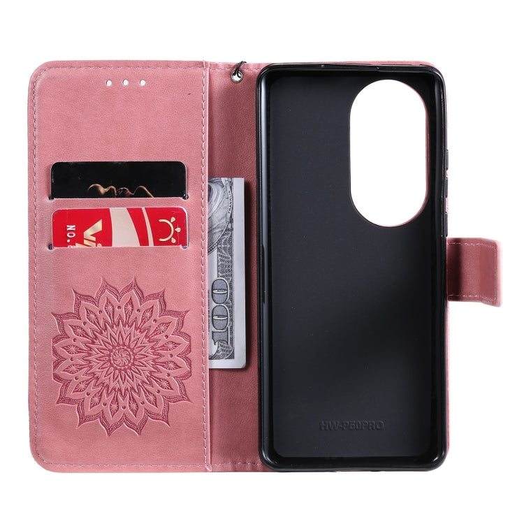 For Huawei P50 Pro Sun Embossing Pattern Horizontal Flip Leather Case with Card Slot & Holder & Wallet & Lanyard