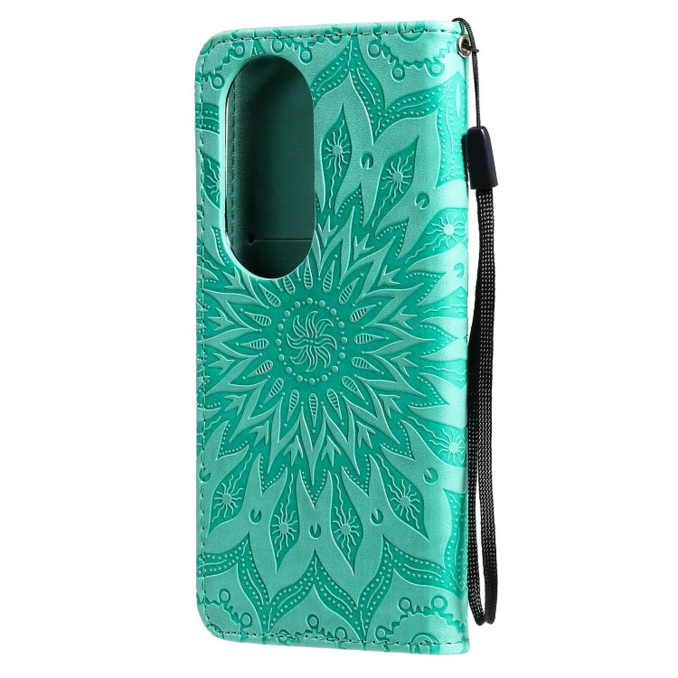 For Huawei P50 Pro Sun Embossing Pattern Horizontal Flip Leather Case with Card Slot & Holder & Wallet & Lanyard