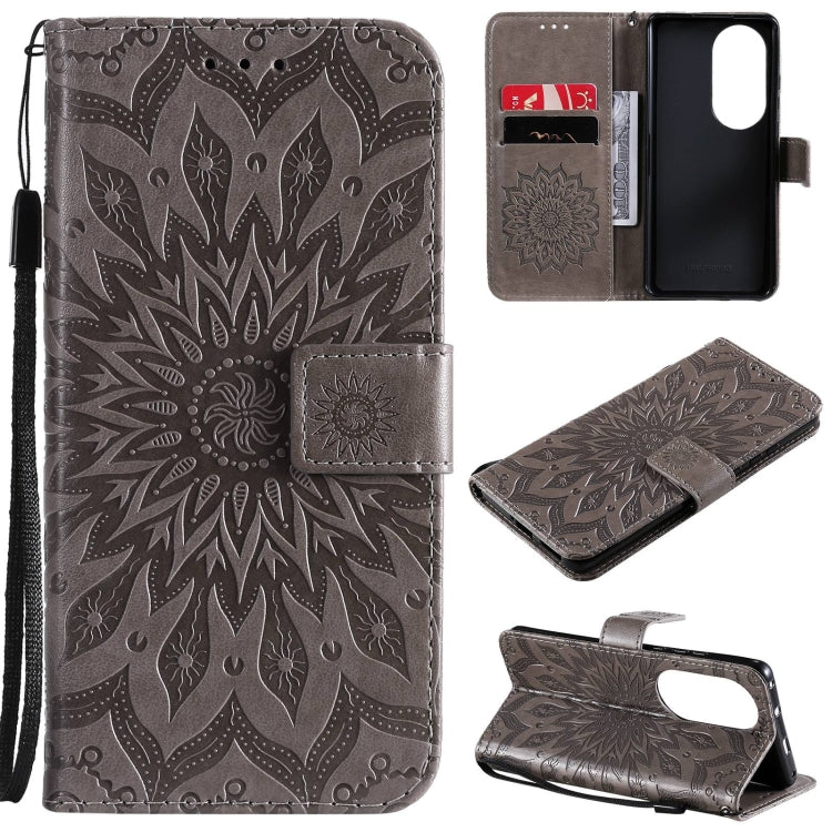 For Huawei P50 Pro Sun Embossing Pattern Horizontal Flip Leather Case with Card Slot & Holder & Wallet & Lanyard