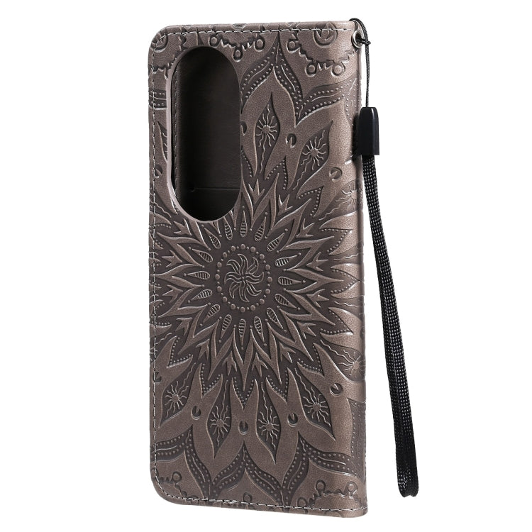 For Huawei P50 Pro Sun Embossing Pattern Horizontal Flip Leather Case with Card Slot & Holder & Wallet & Lanyard