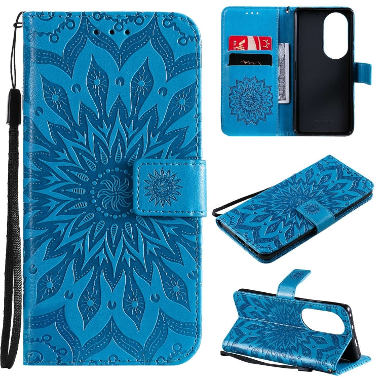 For Huawei P50 Pro Sun Embossing Pattern Horizontal Flip Leather Case with Card Slot & Holder & Wallet & Lanyard