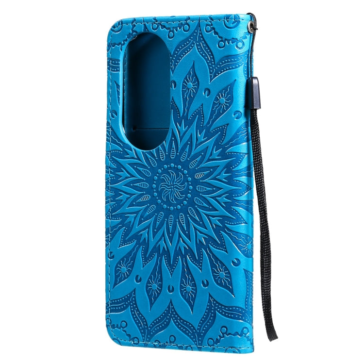 For Huawei P50 Pro Sun Embossing Pattern Horizontal Flip Leather Case with Card Slot & Holder & Wallet & Lanyard