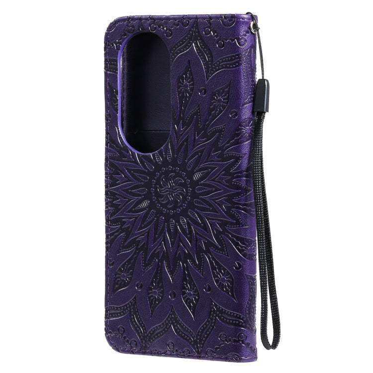 For Huawei P50 Pro Sun Embossing Pattern Horizontal Flip Leather Case with Card Slot & Holder & Wallet & Lanyard