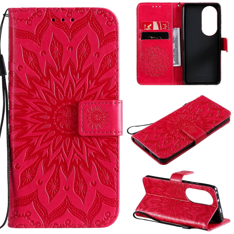 For Huawei P50 Pro Sun Embossing Pattern Horizontal Flip Leather Case with Card Slot & Holder & Wallet & Lanyard