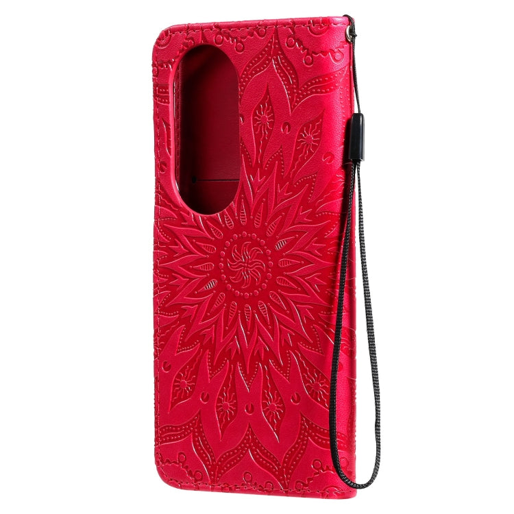 For Huawei P50 Pro Sun Embossing Pattern Horizontal Flip Leather Case with Card Slot & Holder & Wallet & Lanyard