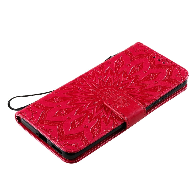 For Huawei P50 Pro Sun Embossing Pattern Horizontal Flip Leather Case with Card Slot & Holder & Wallet & Lanyard