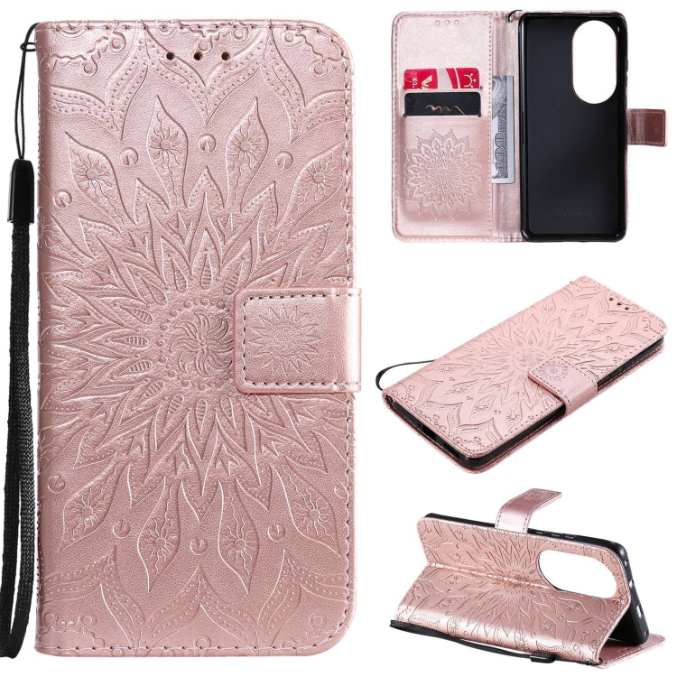 For Huawei P50 Pro Sun Embossing Pattern Horizontal Flip Leather Case with Card Slot & Holder & Wallet & Lanyard