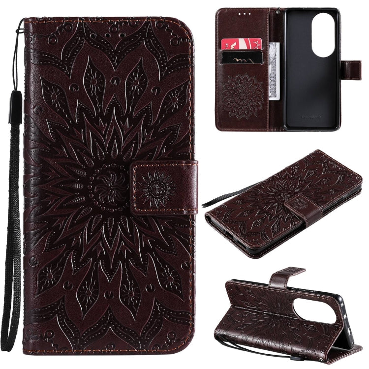For Huawei P50 Pro Sun Embossing Pattern Horizontal Flip Leather Case with Card Slot & Holder & Wallet & Lanyard