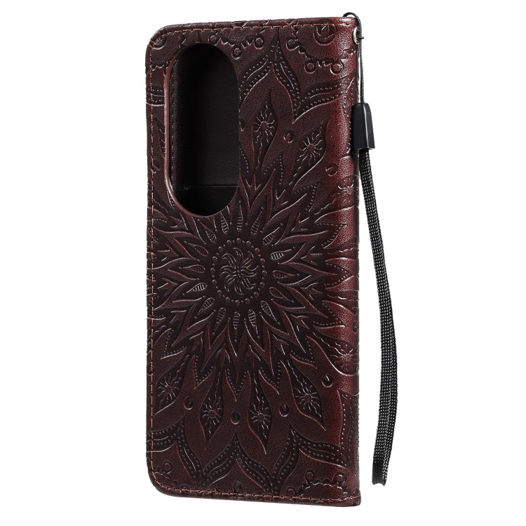For Huawei P50 Pro Sun Embossing Pattern Horizontal Flip Leather Case with Card Slot & Holder & Wallet & Lanyard