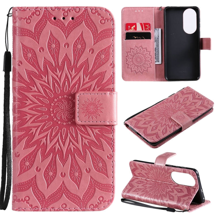 For Huawei P50 Sun Embossing Pattern Horizontal Flip Leather Case with Card Slot & Holder & Wallet & Lanyard