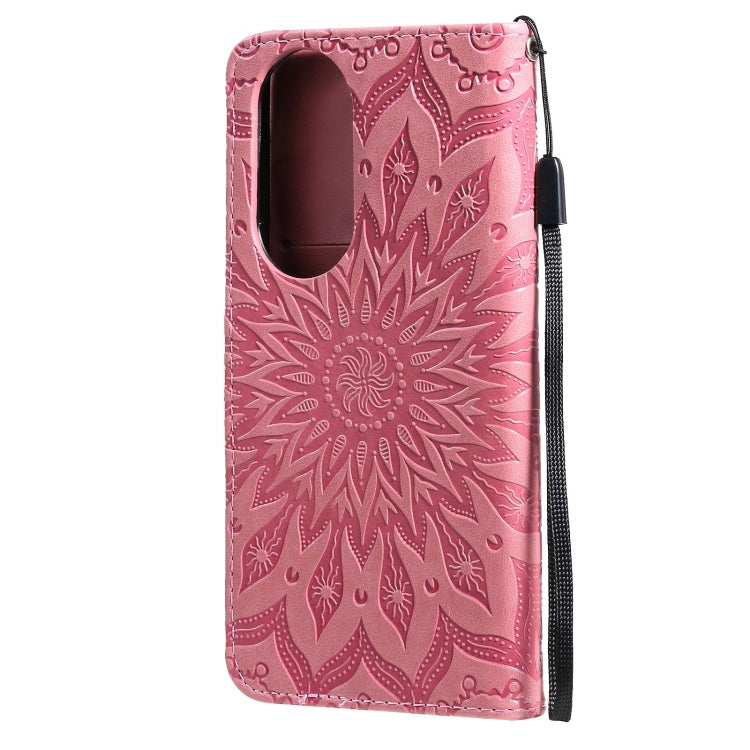 For Huawei P50 Sun Embossing Pattern Horizontal Flip Leather Case with Card Slot & Holder & Wallet & Lanyard