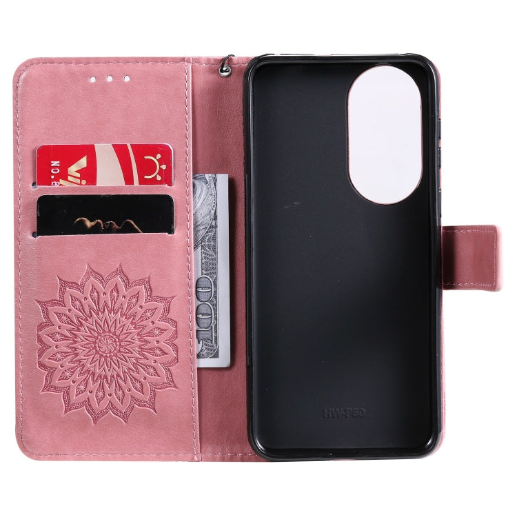 For Huawei P50 Sun Embossing Pattern Horizontal Flip Leather Case with Card Slot & Holder & Wallet & Lanyard