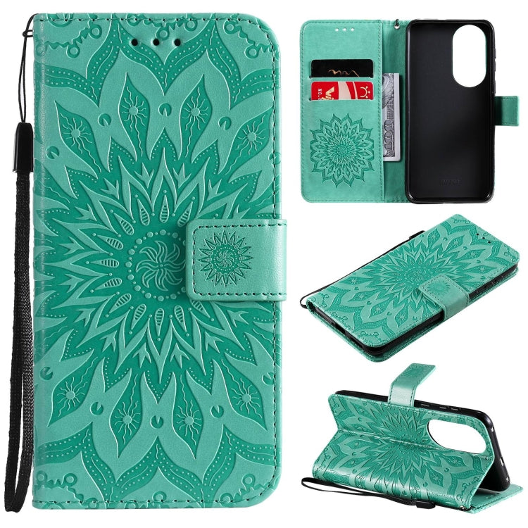 For Huawei P50 Sun Embossing Pattern Horizontal Flip Leather Case with Card Slot & Holder & Wallet & Lanyard