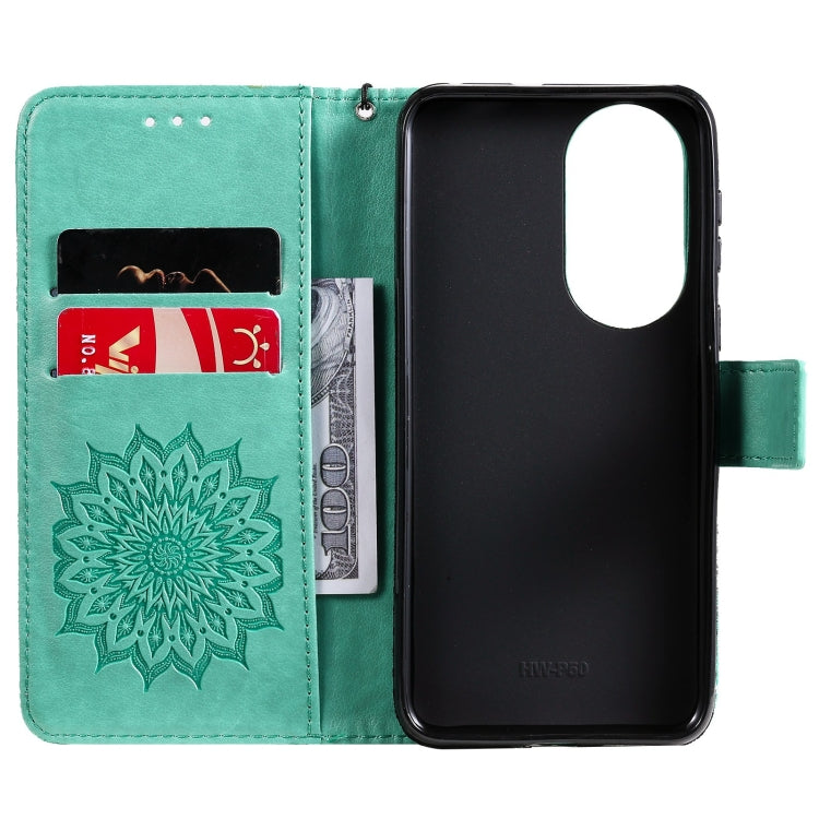 For Huawei P50 Sun Embossing Pattern Horizontal Flip Leather Case with Card Slot & Holder & Wallet & Lanyard