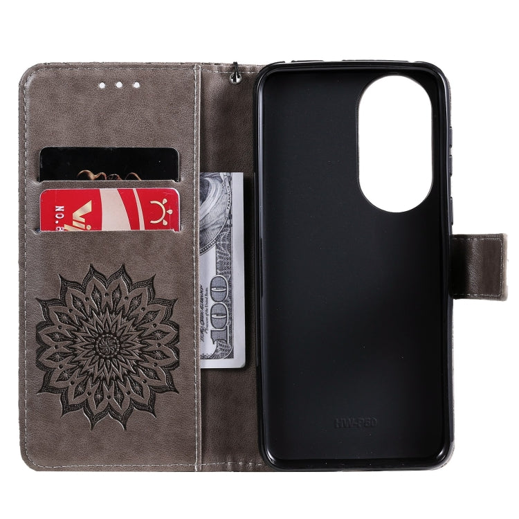 For Huawei P50 Sun Embossing Pattern Horizontal Flip Leather Case with Card Slot & Holder & Wallet & Lanyard