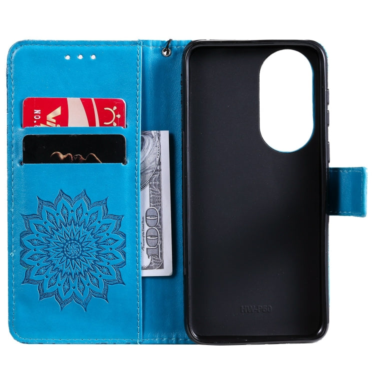 For Huawei P50 Sun Embossing Pattern Horizontal Flip Leather Case with Card Slot & Holder & Wallet & Lanyard
