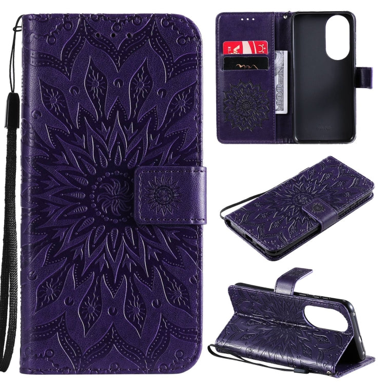 For Huawei P50 Sun Embossing Pattern Horizontal Flip Leather Case with Card Slot & Holder & Wallet & Lanyard