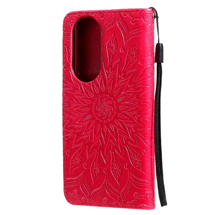 For Huawei P50 Sun Embossing Pattern Horizontal Flip Leather Case with Card Slot & Holder & Wallet & Lanyard