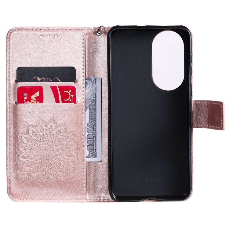 For Huawei P50 Sun Embossing Pattern Horizontal Flip Leather Case with Card Slot & Holder & Wallet & Lanyard