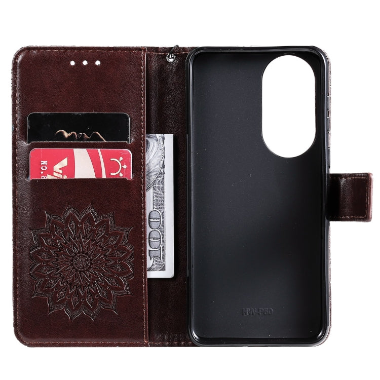 For Huawei P50 Sun Embossing Pattern Horizontal Flip Leather Case with Card Slot & Holder & Wallet & Lanyard