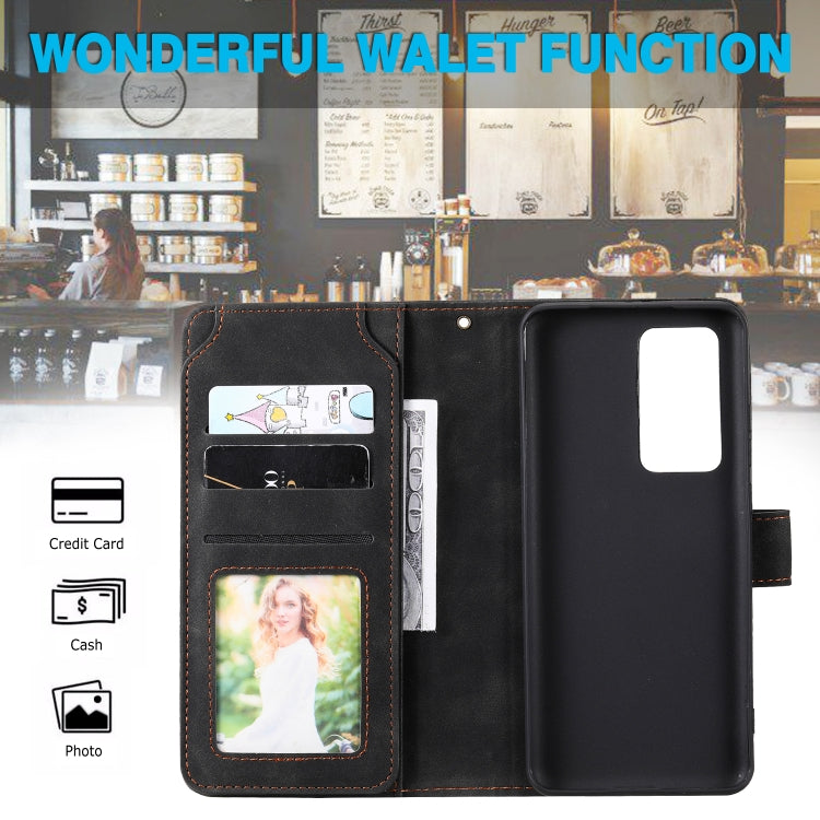 For Huawei P40 Pro Skin Feel Business Horizontal Flip PU Leather Case with Holder & Multi-Card Slots & Wallet & Lanyard & Photo Frame