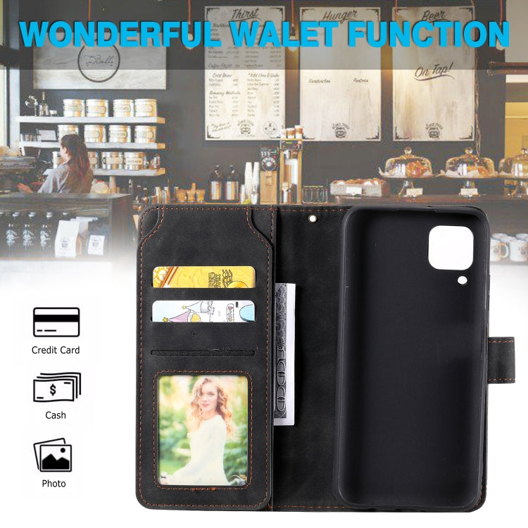For Huawei P40 Lite Skin Feel Business Horizontal Flip PU Leather Case with Holder & Multi-Card Slots & Wallet & Lanyard & Photo Frame