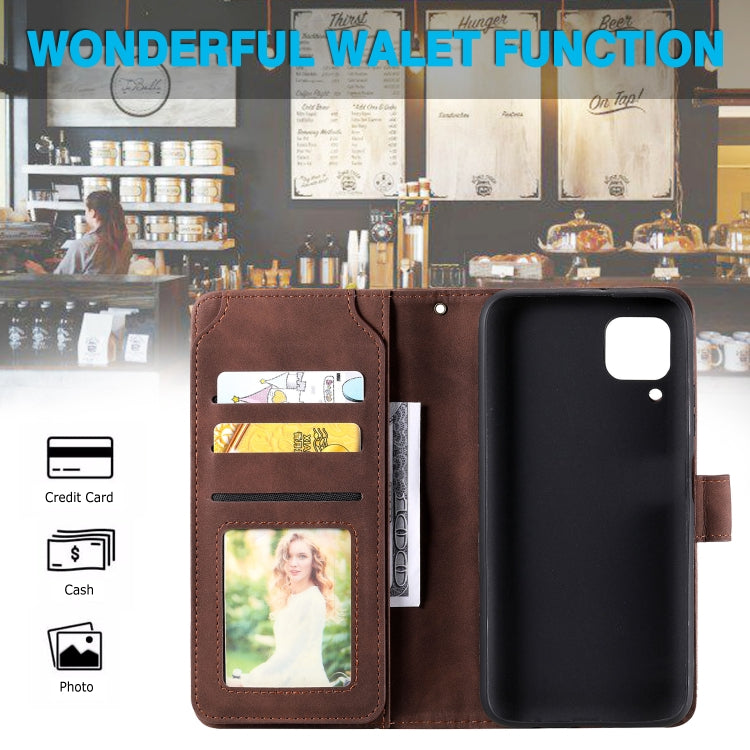 For Huawei P40 Lite Skin Feel Business Horizontal Flip PU Leather Case with Holder & Multi-Card Slots & Wallet & Lanyard & Photo Frame