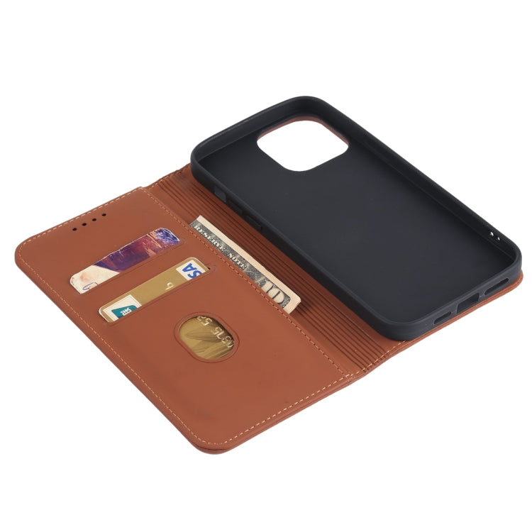 For iPhone 13 Pro Max Strong Magnetism Shockproof Horizontal Flip Liquid Feel Leather Case with Holder & Card Slots & Wallet