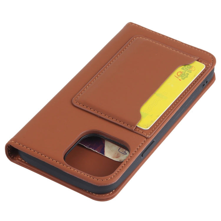 For iPhone 13 Pro Max Strong Magnetism Shockproof Horizontal Flip Liquid Feel Leather Case with Holder & Card Slots & Wallet