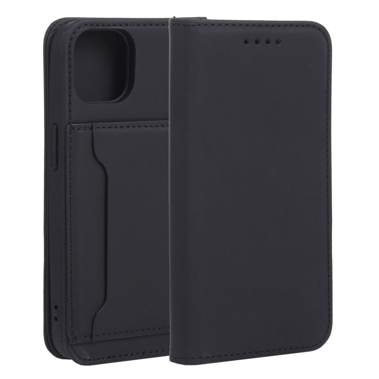 For iPhone 13 Strong Magnetism Shockproof Horizontal Flip Liquid Feel Leather Case with Holder & Card Slots & Wallet
