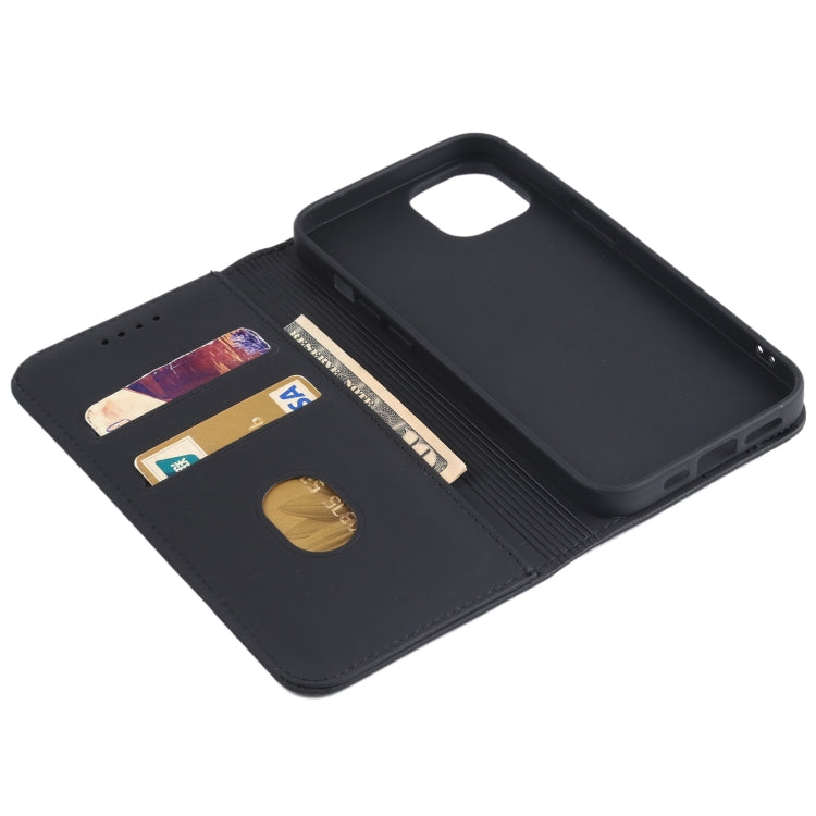 For iPhone 13 Strong Magnetism Shockproof Horizontal Flip Liquid Feel Leather Case with Holder & Card Slots & Wallet