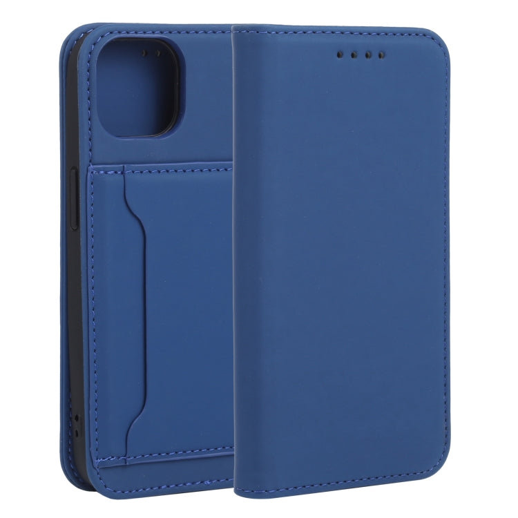 For iPhone 13 Strong Magnetism Shockproof Horizontal Flip Liquid Feel Leather Case with Holder & Card Slots & Wallet