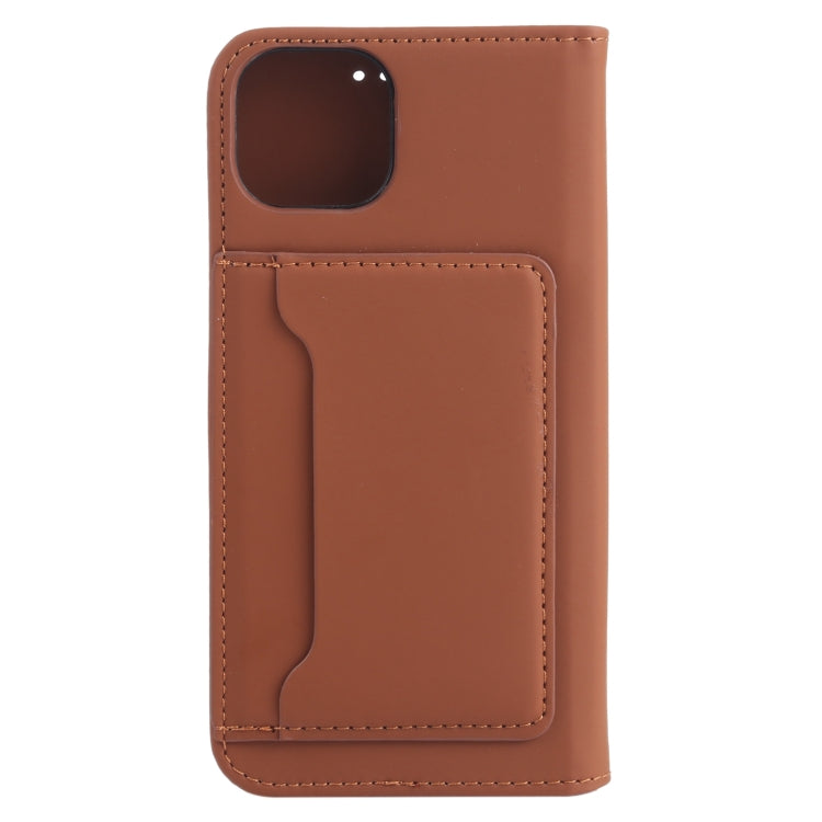 For iPhone 13 Strong Magnetism Shockproof Horizontal Flip Liquid Feel Leather Case with Holder & Card Slots & Wallet