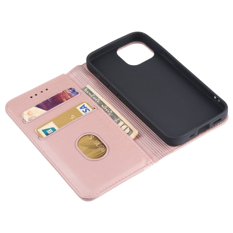 For iPhone 13 Strong Magnetism Shockproof Horizontal Flip Liquid Feel Leather Case with Holder & Card Slots & Wallet mini