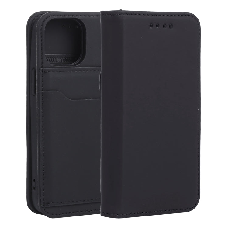 For iPhone 13 Strong Magnetism Shockproof Horizontal Flip Liquid Feel Leather Case with Holder & Card Slots & Wallet mini