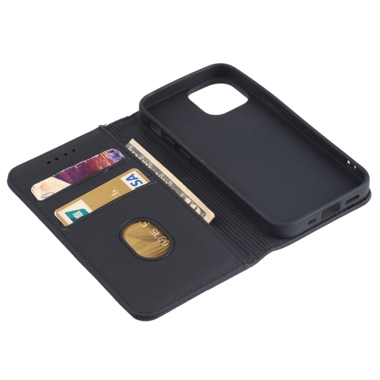 For iPhone 13 Strong Magnetism Shockproof Horizontal Flip Liquid Feel Leather Case with Holder & Card Slots & Wallet mini