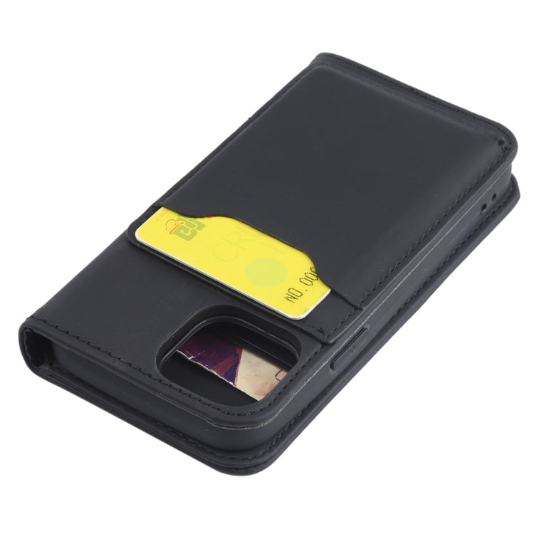 For iPhone 13 Strong Magnetism Shockproof Horizontal Flip Liquid Feel Leather Case with Holder & Card Slots & Wallet mini
