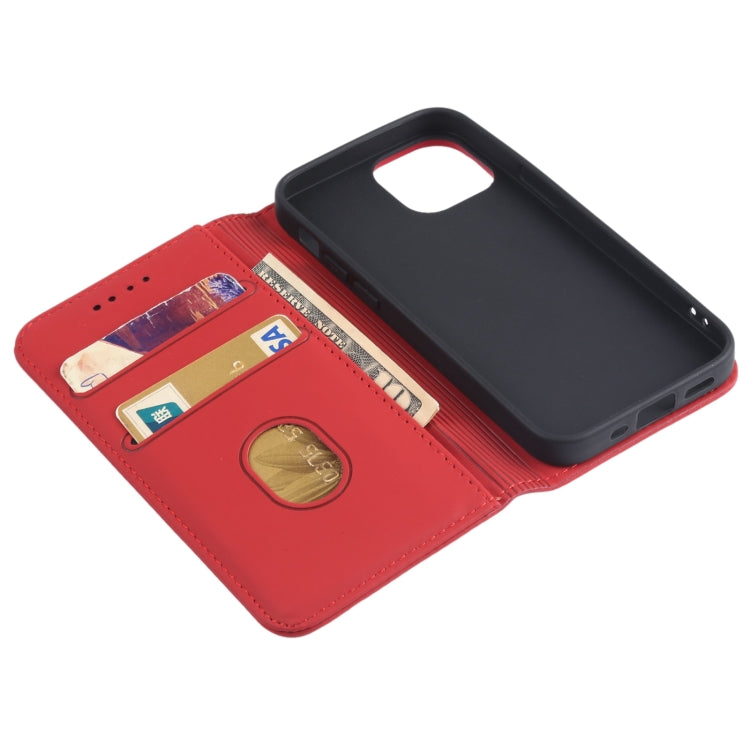 For iPhone 13 Strong Magnetism Shockproof Horizontal Flip Liquid Feel Leather Case with Holder & Card Slots & Wallet mini