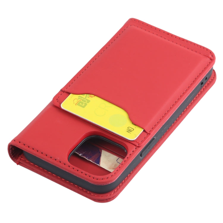 For iPhone 13 Strong Magnetism Shockproof Horizontal Flip Liquid Feel Leather Case with Holder & Card Slots & Wallet mini