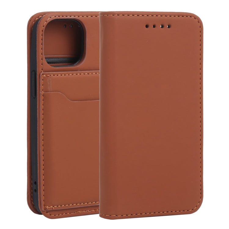 For iPhone 13 Strong Magnetism Shockproof Horizontal Flip Liquid Feel Leather Case with Holder & Card Slots & Wallet mini