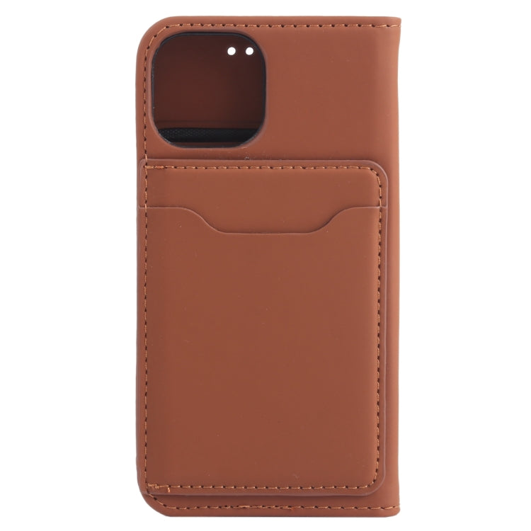 For iPhone 13 Strong Magnetism Shockproof Horizontal Flip Liquid Feel Leather Case with Holder & Card Slots & Wallet mini